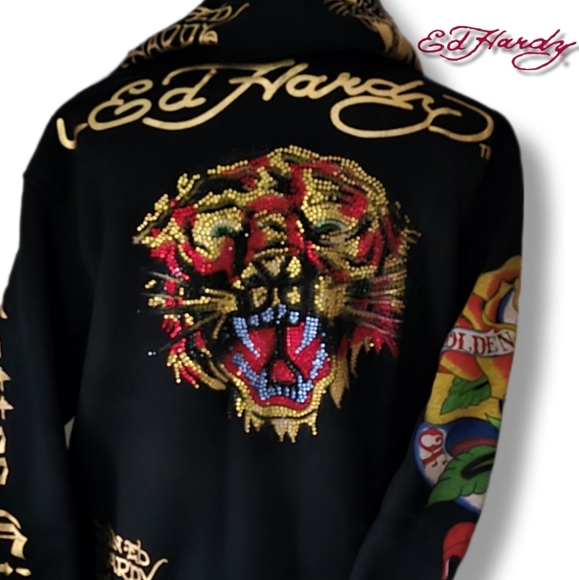 🔥SzL Incredibly RARE Ed Hardy Christian Audigier Zip-Up Hoodie - Picture 7 of 17